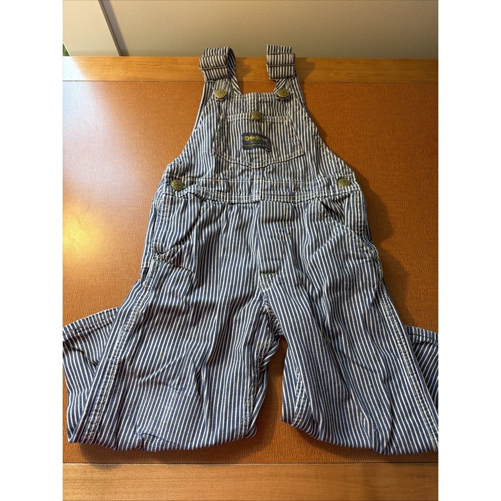 Vintage OshKosh B'gosh Overalls Toddler 3T Denim VESTBAK Made USA Hickory Stripe